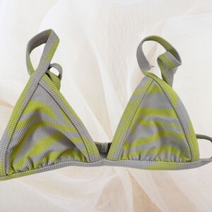 Beach Riot- Mika Bikini Top in Taupe & Yellow Zebra